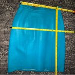 Firenze Santa Barbara Vintage Women’s 4 Teal Blue Green Leather Straight Skirt Photo 4