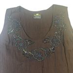 Splash Wearable Art Women's XL Brown Beaded V Neck Sleeveless Rayon Top Y2K Photo 2