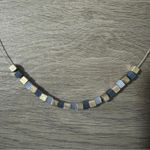 EXPRESS Silver Toned Blue & Gray Square Beaded Necklace Lobster Claw Closure Photo 1