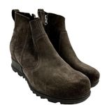 Sorel Evie Boots Wedge Suede Leather Zip Ankle Waterproof Round Toe Brown 9 Photo 1