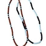 90s Y2K Pair of Heishi Style Wooden Bead Necklaces Orange Photo 0