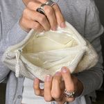 Women's Cream and White Beaded Bag Photo 5