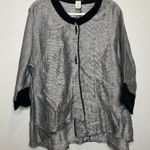 Moonlight  Y&S Fashion Design Linen Lagenlook Black Striped Blouse Size Large Photo 0