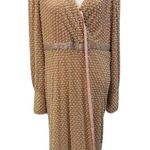 Mac Duggal New Wrap Over Bishop Sleeve Gown With Pearl Beading, Size 14 Photo 0