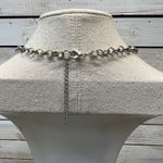 Silver Crystal Medallion Statement Necklace Chain Link Modern Glam Jewelry Photo 4