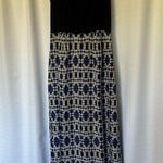 J.Crew Navy Blue MAXI DRESS Boho Print Beach Flowy Side Slit Halter Style Sz 00 Photo 8