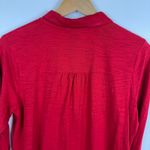 J Jill Womens Button‎ Down Embroidered Shirt in Red Sz S Flowy Oversized Holiday Photo 4