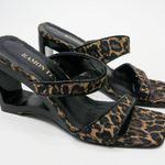 Vintage 90s Ramon Tenza Leopard Cut Out Wedge Mules Size 7.5 Photo 1