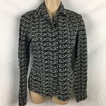 Oscar de la Renta  Black & White embroidered Long Sleeve Floral Print top 2 Photo 1