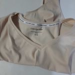 Calvin Klein Jeans Bodysuit Top Womens Medium Beige Short Sleeve V-Neck Photo 3