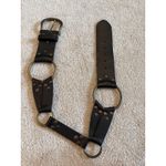 CAbi  Black Leather O-Ring Statement Belt Womens Size S Small Riveted Boho Photo 5