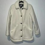 Lands End Women’s Sherpa Fleece Button Up Coat White Photo 0