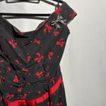 Torrid VTG Dress 18 Black Red Bow Print Off Shoulder Pinup Rockabilly Y2K Retro Photo 2