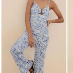 Anthropologie Hutch Blue Motif Ditsy Floral Print Wide Leg Jumpsuit Size Small Photo 12