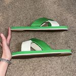 Frances Valentine Criss Cross Cloud Slide Sandals Green Cream 11 Photo 3