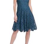 Donna Karan Deep Green Lace Tea Dress sz 12 Photo 0