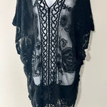 Vince Camuto  Black Lace Kimono Cover Up One Size Butterfly Floral Photo 0