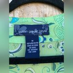 Susan Graver  Womens Shirt Medium Green  Floral‎ Long Sleeve Sheer Tunic Blouse Photo 3