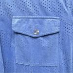 Chico's Chico’s Cornflower Blue Brushed Polyester with Pinhole Design Button Front Top Photo 5