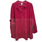 Catherines  Red White‎ Dots Long Sleeve Button Front Cotton Shirt 4X Photo 1