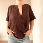 Vince . Maroon Brown Silk Faux Wrap Blouse Photo 2