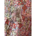 Rebecca Taylor La Vie Pink Metallic Gold Thread Floral Print Eva Midi Dress S Photo 8
