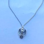 Handmade Antique Vintage Gothic Silver Necklace - Bat necklace - Cat demon with wings Photo 5