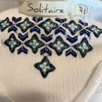 Solitaire  White Gauzy Flowy Embroidered Top Womens Medium Photo 13