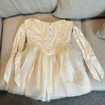Oh Polly Off Shoulder Tulle Skirt Mini Dress in Ivory Photo 1