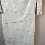 White House | Black Market WHBM White 3/4 Sleeve Bodycon Draped top Dress Size 12 Photo 5