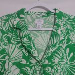 Nicole Miller  Green Tropical Flax Linen Short Sleeve Button Up Boxy Blouse Sz M Photo 1