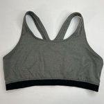 Nike Large L Sports Bra Racerback Spellout Logo Gray Black Workout Fitness Gym Photo 4