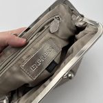 EXPRESS Silver Leather Clutch Sparkle Bag Evening Clasp Pouch Photo 6