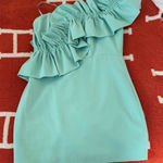 DO+BE  Aqua Ruffle One-Shoulder Dress Photo 0