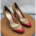Pour La Victoire Tan / Red Leather Mary Janes Pumps Heels Women's Size 9.5 Photo 8