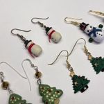 Lot Of 4 Earrings Pierced Christmas Holiday Dangle / Christmas Trees / Snowmen Photo 6