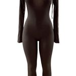 U.O. Ribbed Pantsuit Size Medium With Cropped Hooded Jacket. Preloved Brown Photo 0