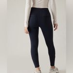 Athleta  Delancey Skyline High Rise Legging Navy Blue Large Zip Ankle Hiking Photo 2