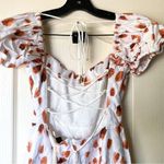 Significant Other Dress Lola Dot Ruched Open Tie Back Mini Caramel Petal 4 NWT White Photo 4
