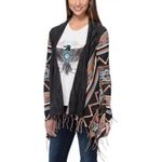 Billabong Dream Chaser Aztec Southwestern Boho Fringe Hem Cardigan Sweater Small Photo 1