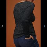 Anthropologie A by Black and Gold Metallic Sweetheart Neck Ribbed Sweater Photo 1