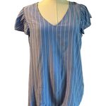 Old Navy Top Cap Sleeves Ruffles SZ S Ruffles Blue White Stripe Nautical Photo 0