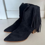 Coconuts by Matisse  black fringe pointed toe ankle boots size 10 Photo 0