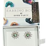 Bomb Party Earrings Womens Lime Ombre Crystal Rhodium Floral Stud Sparkle NEW Green Photo 0