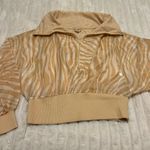 Free People Movement Tan Zebra Print half zip windbreaker Photo 1