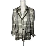 BASLER Gray Taupe Plaid Silk Blend Blazer Jacket Size FR 44 / US 12 Photo 2