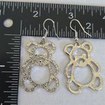 Silver Teddy Bear Drop Earrings with Rhinestines Photo 6