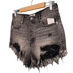Free People NWT  Loving Good Vibrations Black Distressed Jean Shorts Size 28 NEW Photo 6