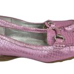 White Mountain  Lavender Pink Metallic Embossed Croc Driving Loafers Sz 9 NWOT Photo 4