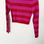 ZARA [] Pink Red Striped Crew Neck Long Sleeve Knit Crop Sweater NWT Sz Medium M Photo 7